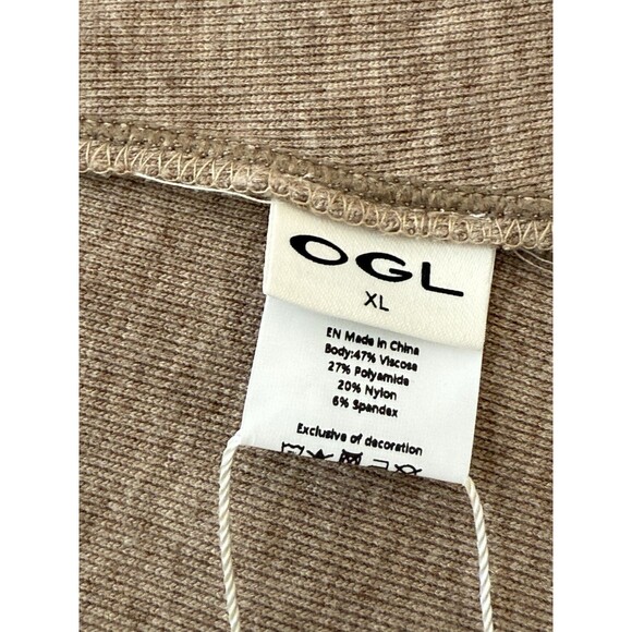 OGL Women’s Mockneck Midi Tank Brami Dress Heather Taupe XL Ribbed Stretch Soft - Picture 10 of 13